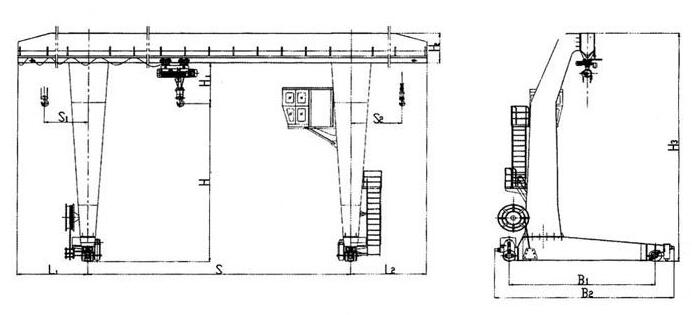 L型電動葫蘆起重機(jī)結(jié)構(gòu)圖 L型電動葫蘆起重機(jī)結(jié)構(gòu)圖
