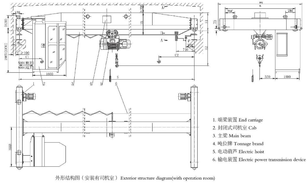 LDA型電動(dòng)單梁橋式起重機(jī)結(jié)構(gòu)圖 LDA型電動(dòng)單梁橋式起重機(jī)結(jié)構(gòu)圖